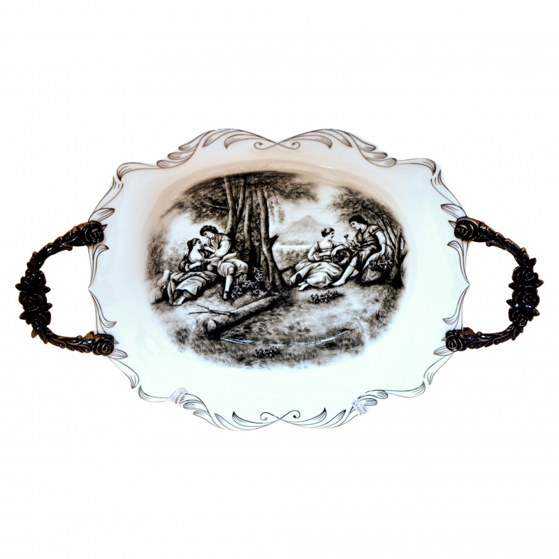 Ափսե Մատուցման TITAN MSM-006 Ուղղ Սև Նկարով Բռնակ /Մեծ 2